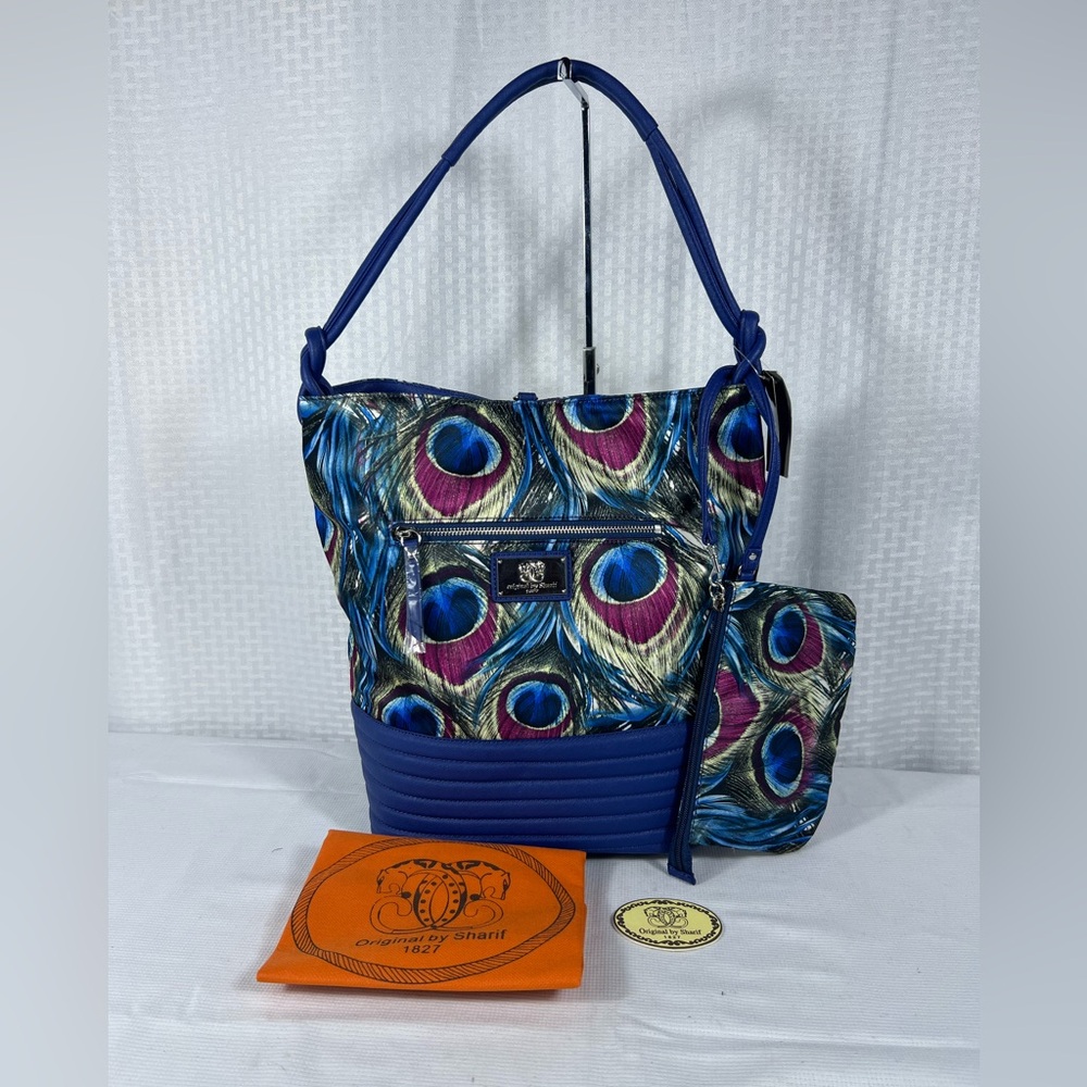 NWT Sharif Peacock Feather Hobo Bag w/ Pouch & Tassel NWT